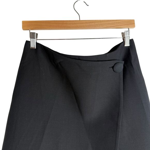 Lafayette 148 New York Black Wool Silk A-Line Asymmetric Button Mini Skirt Sz 6 - Picture 3 of 9